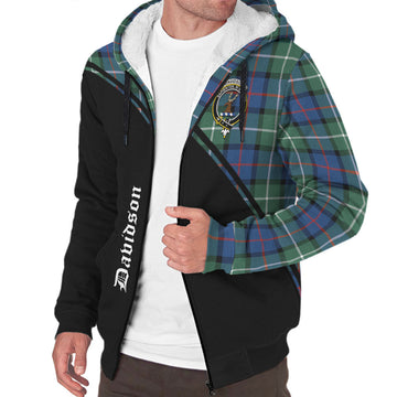 Davidson of Tulloch Tartan Sherpa Hoodie with Family Crest Curve Style