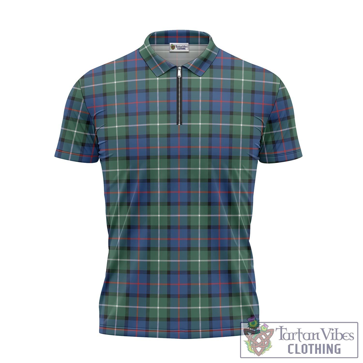 Tartan Vibes Clothing Davidson of Tulloch Tartan Zipper Polo Shirt