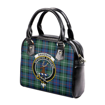 Davidson of Tulloch Tartan Shoulder Handbags with Family Crest