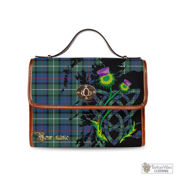 Davidson of Tulloch Tartan Waterproof Canvas Bag with Scotland Map and Thistle Celtic Accents