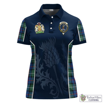 Davidson of Tulloch Tartan Women's Polo Shirt with Family Crest and Scottish Thistle Vibes Sport Style