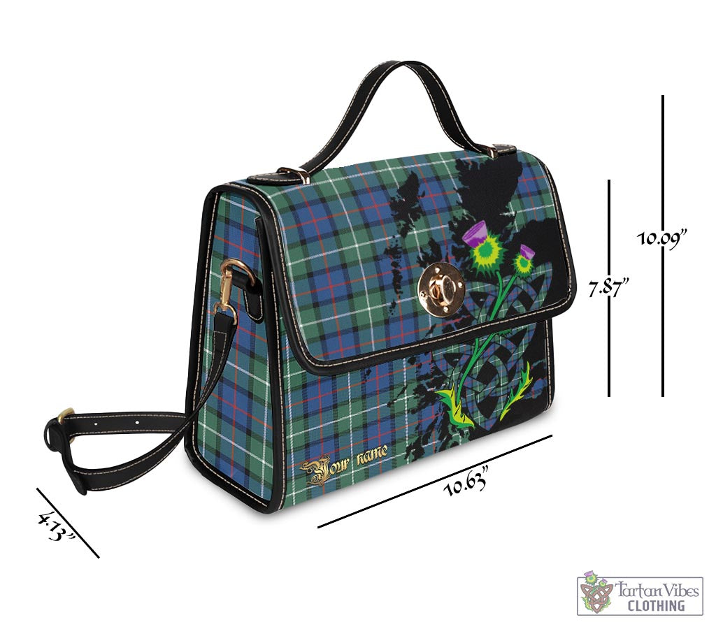 Tartan Vibes Clothing Davidson of Tulloch Tartan Waterproof Canvas Bag with Scotland Map and Thistle Celtic Accents