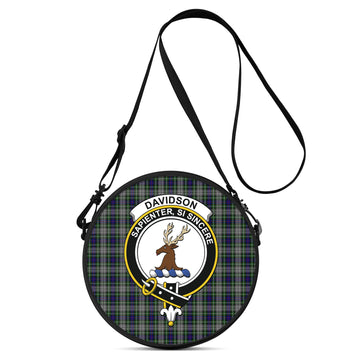 Davidson of Tulloch Dress Tartan Round Satchel Bags with Family Crest