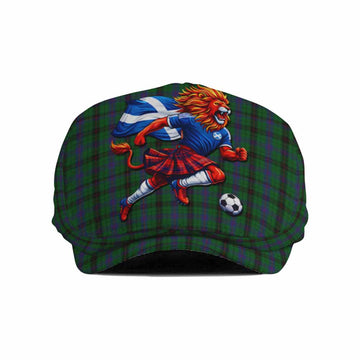 Davidson Scotland Football Tartan Flat Cap, Jeff Cap Lion Mascot Go Scottish Flat Cap - Tartan Vibes Clothing