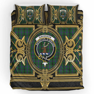 Davidson Scottish Tartan Crest Bedding Set Royal Stylized