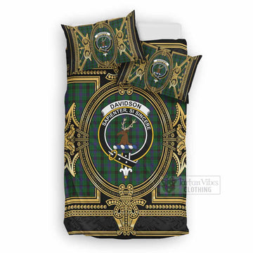 Davidson Scottish Tartan Crest Bedding Set Royal Stylized