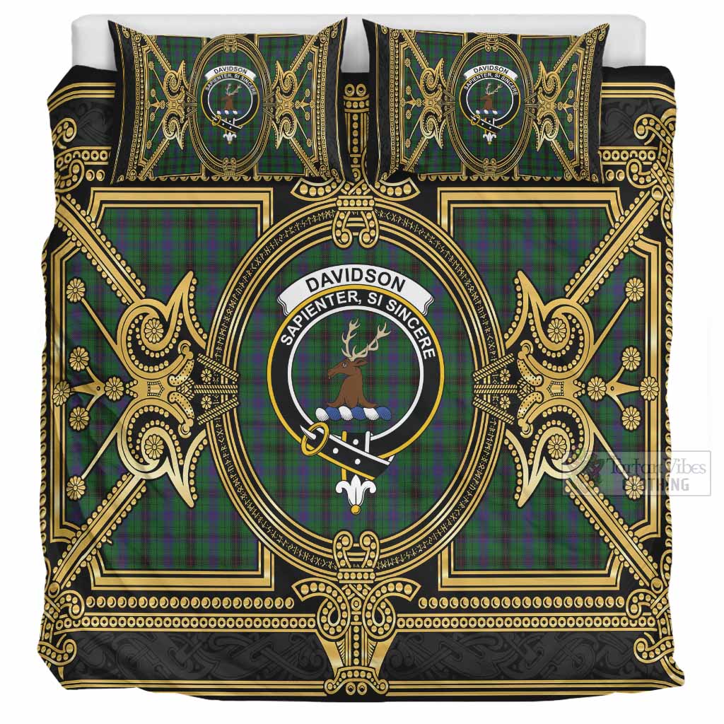 Davidson Scottish Tartan Crest Bedding Set Royal Stylized