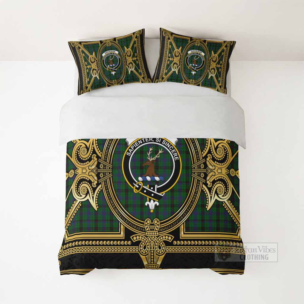 Davidson Scottish Tartan Crest Bedding Set Royal Stylized