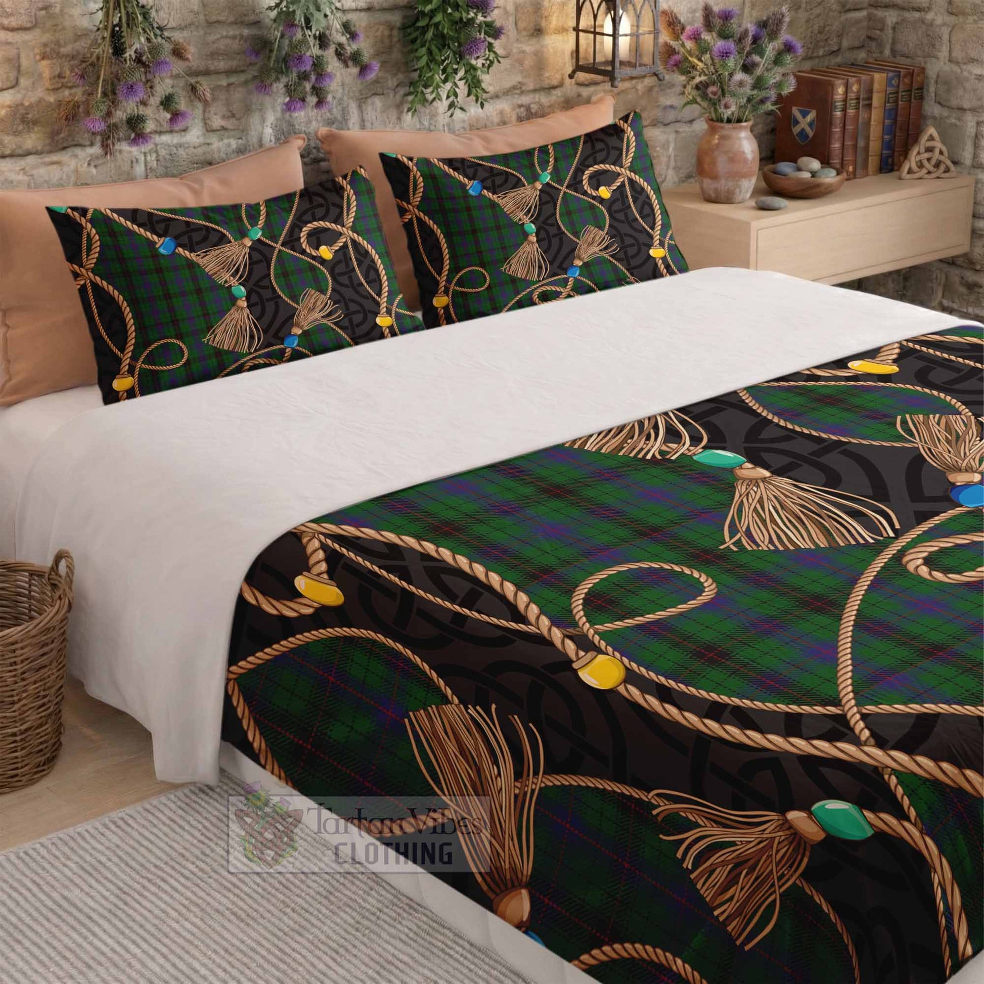 Davidson Scottish Tartan Twisted Ropes Stylized Bedding Set - Tartan Vibes Clothing