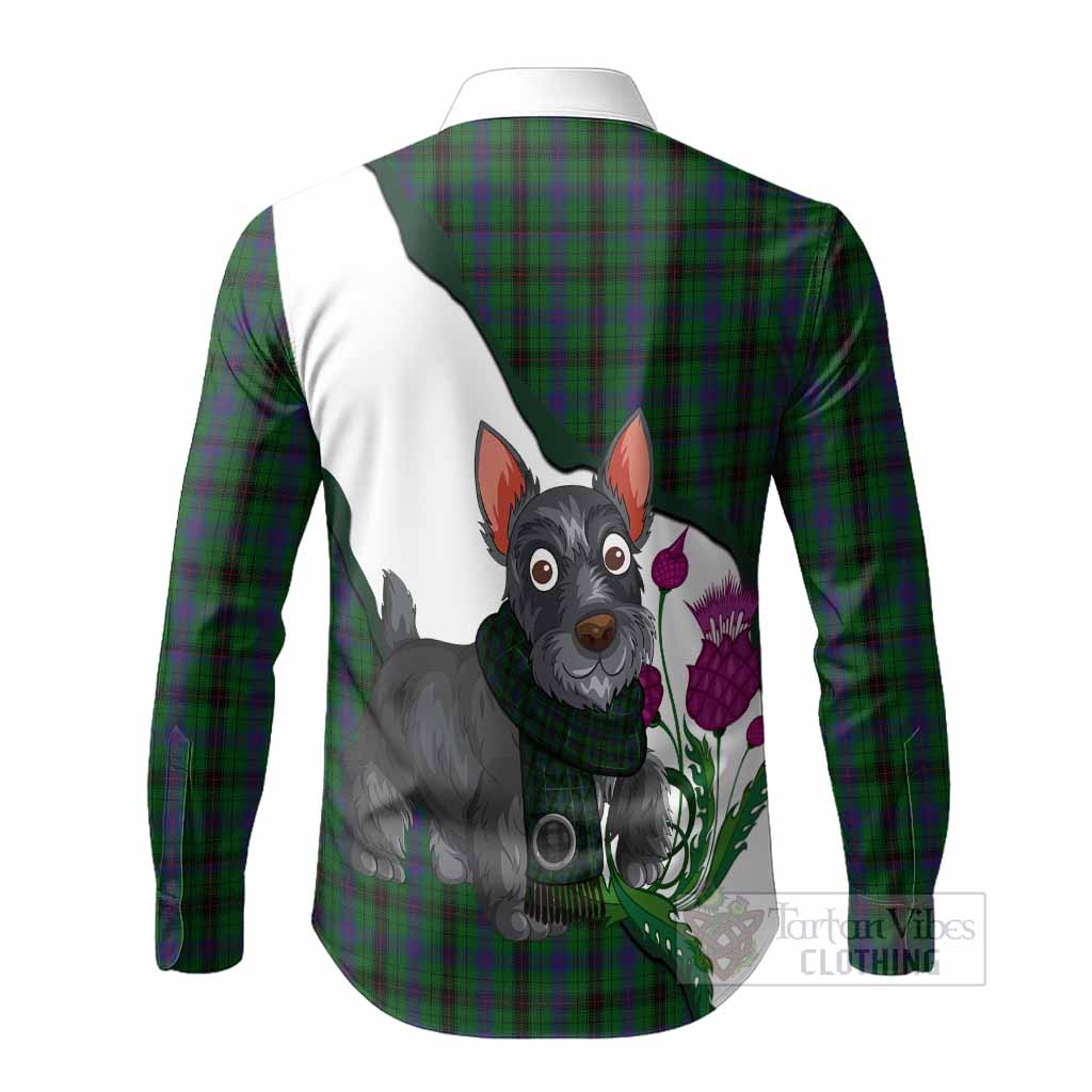 Davidson Scottish Terrier Tartan Crest Long Sleeve Button Shirts Thistle Heritage Art