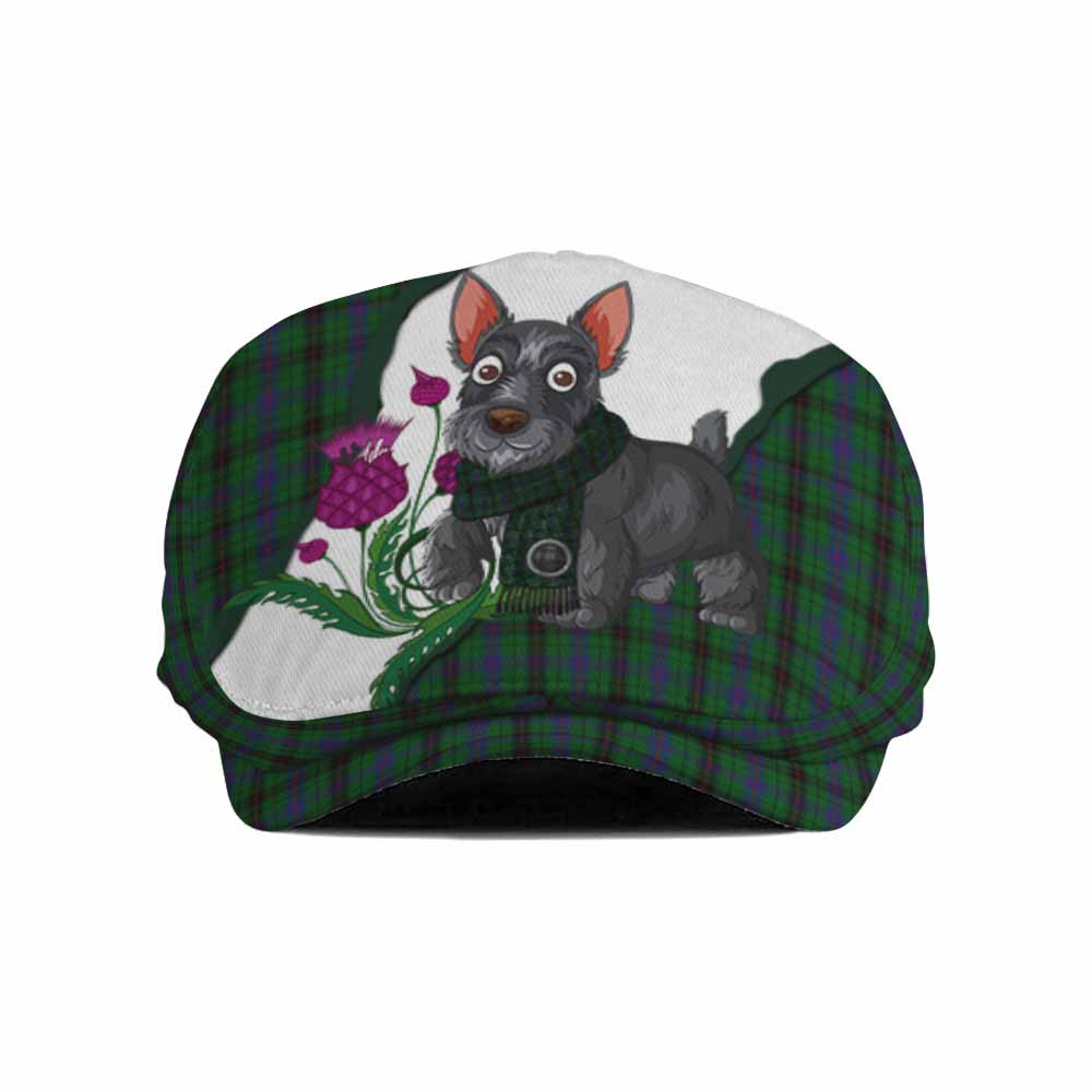 Davidson Scottish Terrier Tartan Flat Cap, Jeff Cap Thistle Heritage Art Flat Cap - Tartan Vibes Clothing