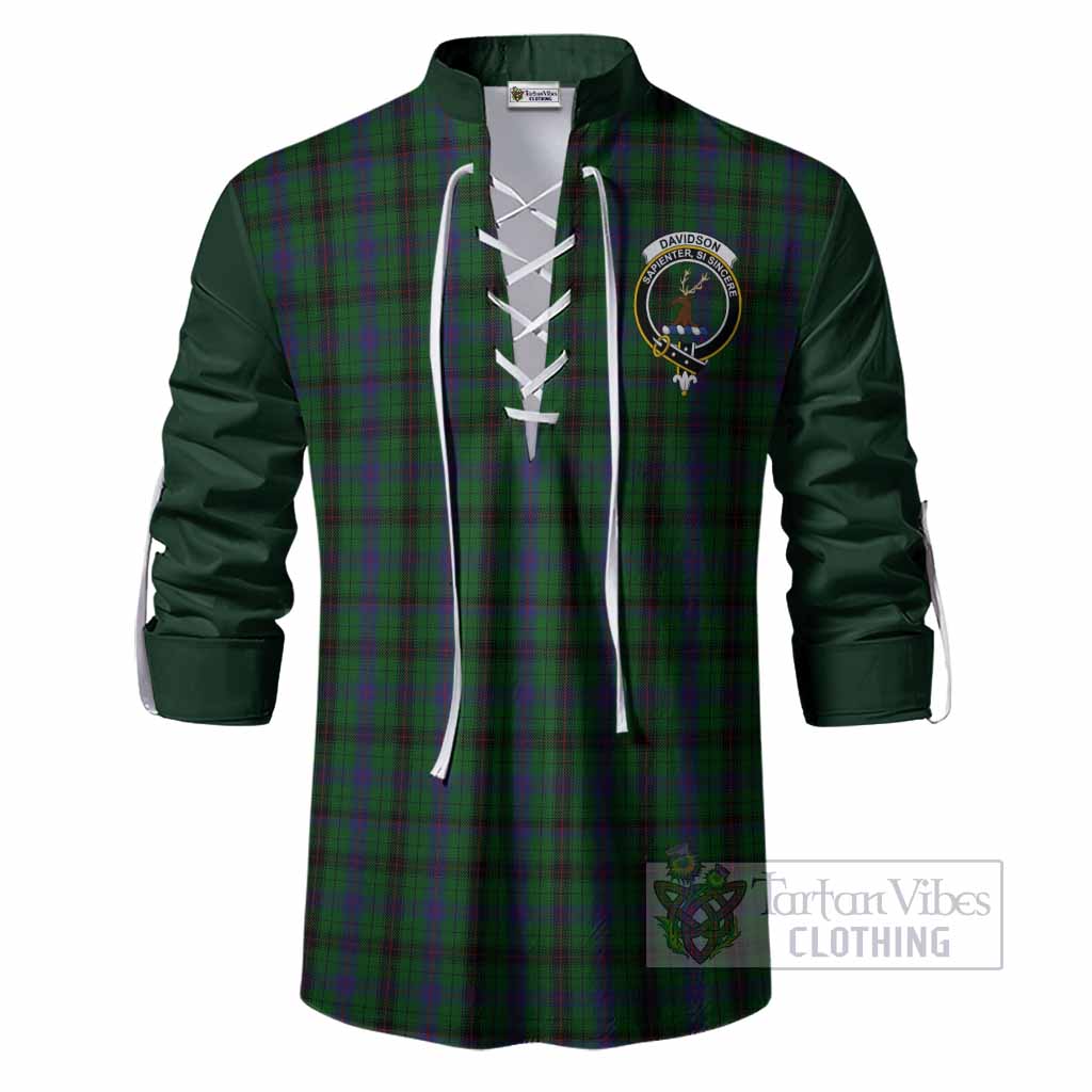 Davidson Tartan Accent Ghillie Shirt with Family Crest