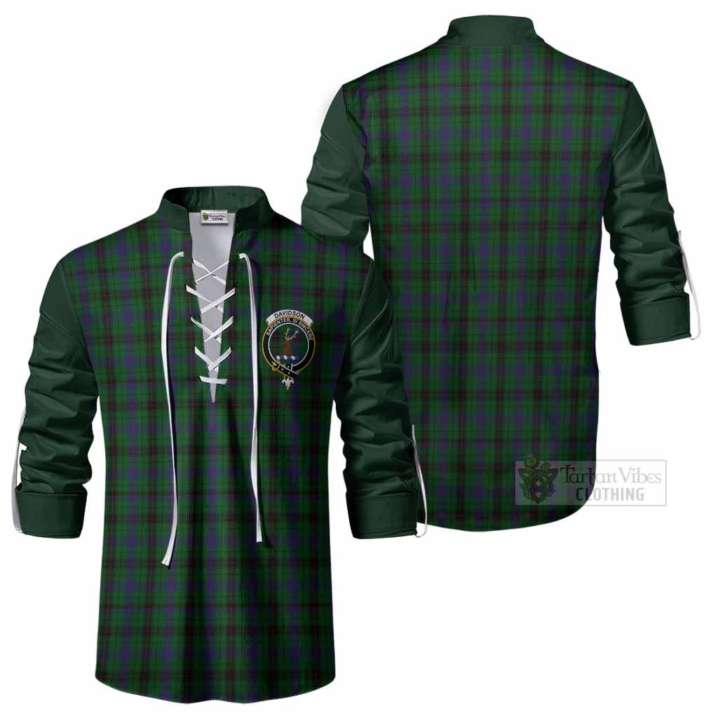 Davidson Tartan Accent Ghillie Shirt with Family Crest