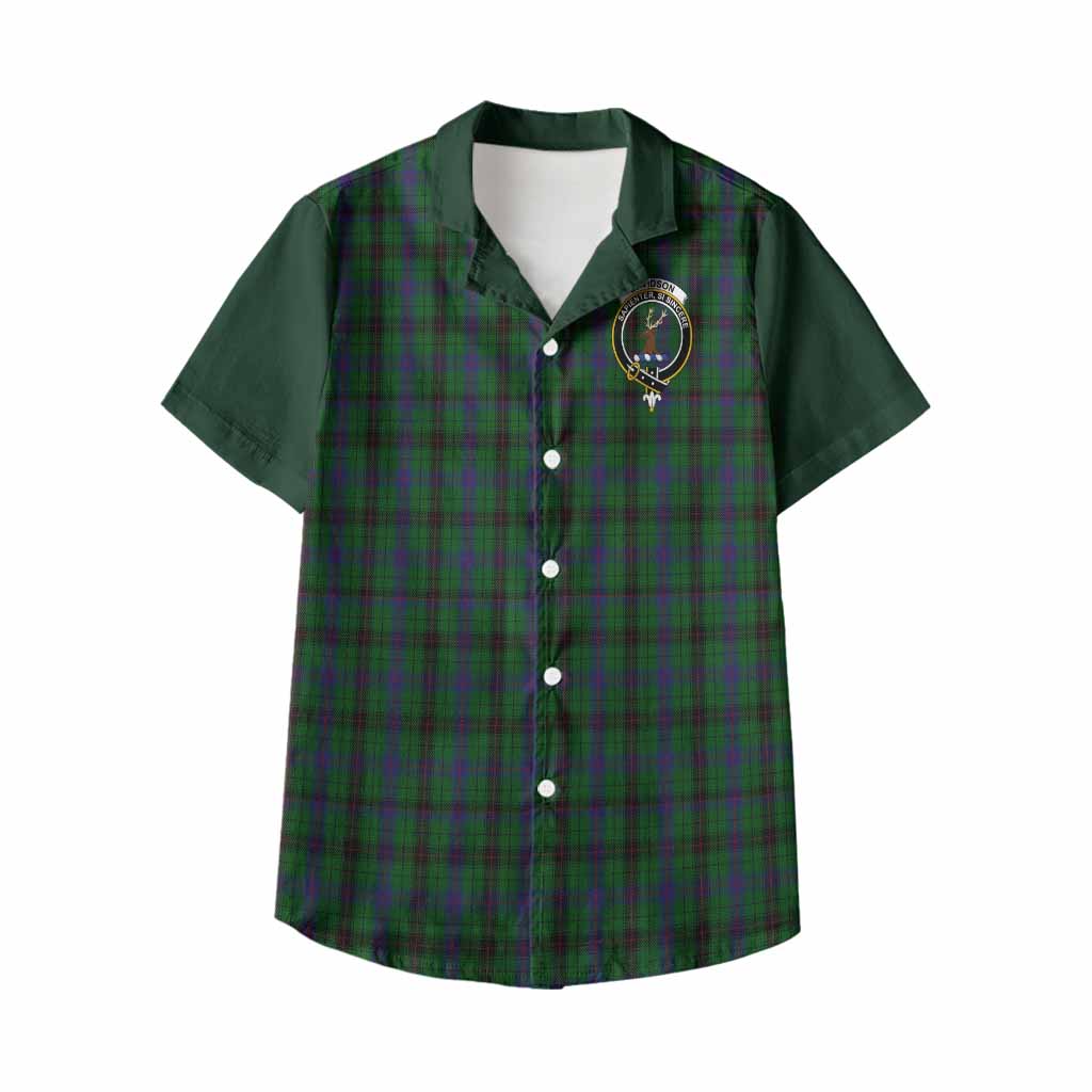 Davidson Tartan Accent Kid Hawaiian Shirt with Family Crest