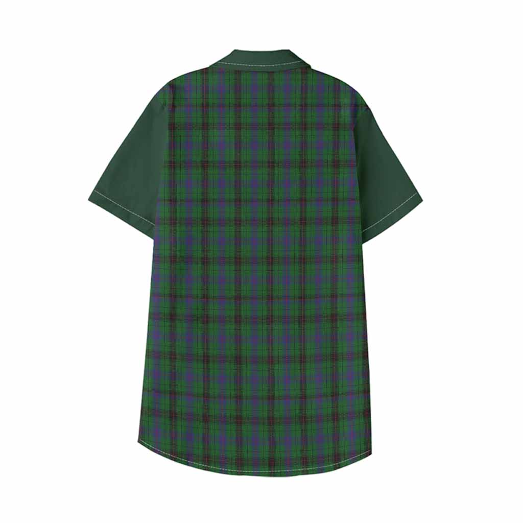 Davidson Tartan Accent Kid Hawaiian Shirt with Family Crest