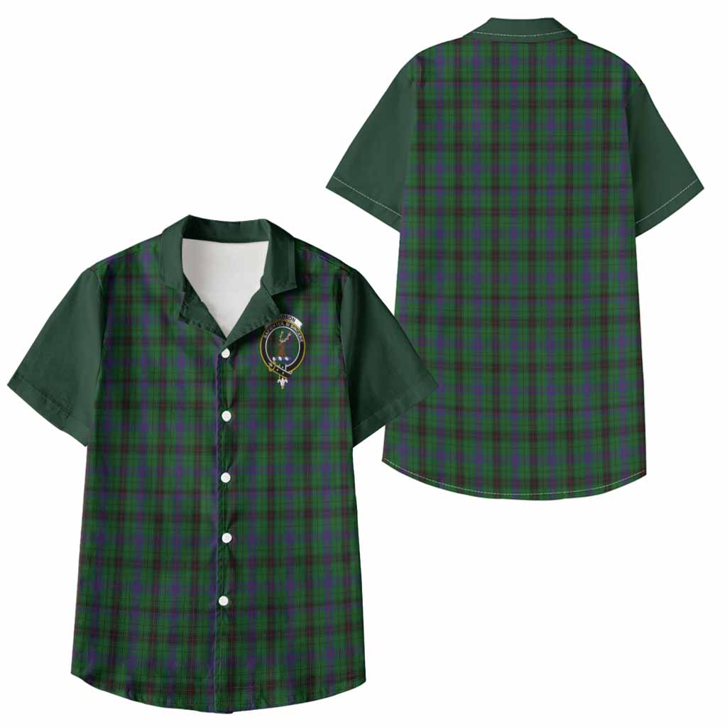 Davidson Tartan Accent Kid Hawaiian Shirt with Family Crest