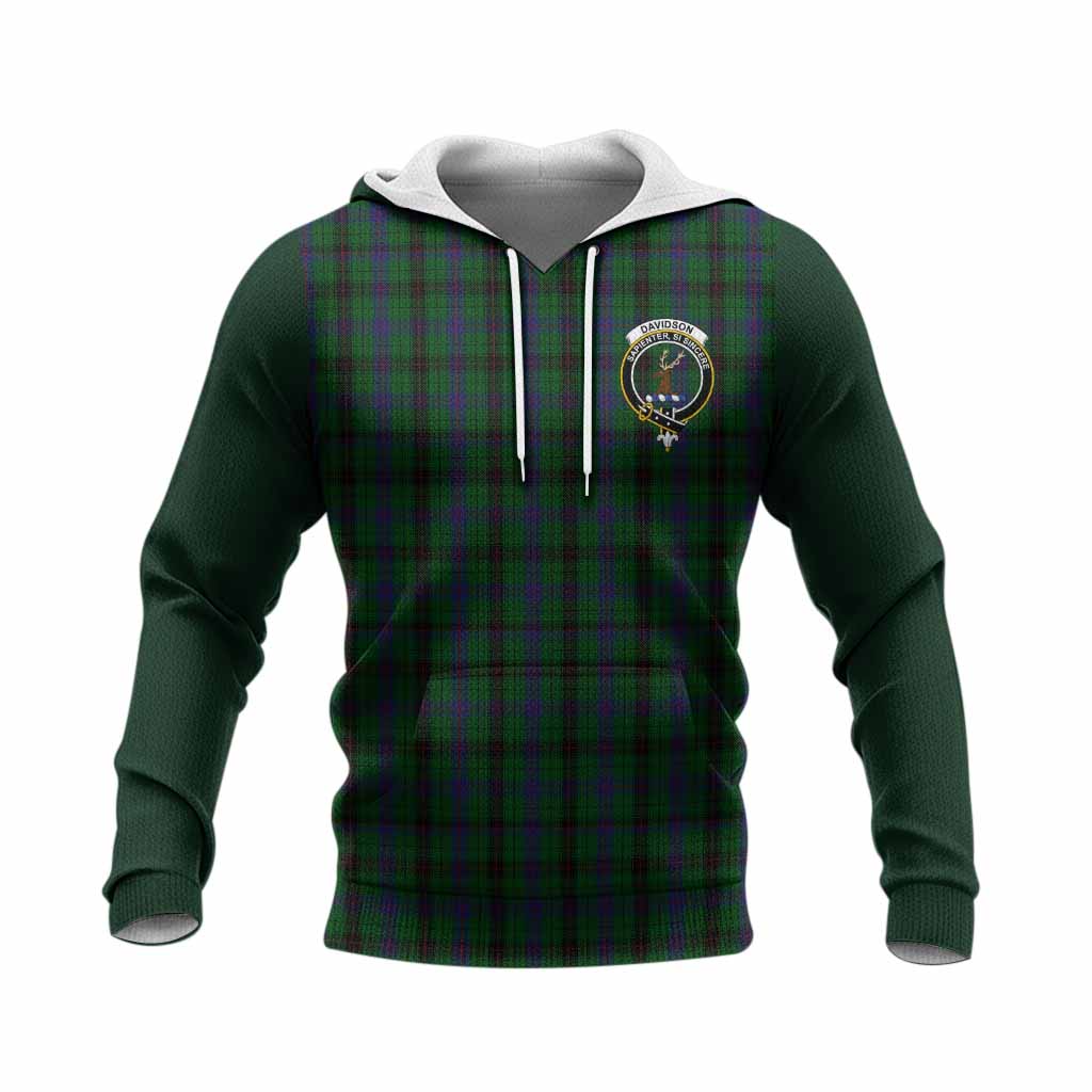 Davidson Tartan Accent Knitted Hoodie with Family Crest