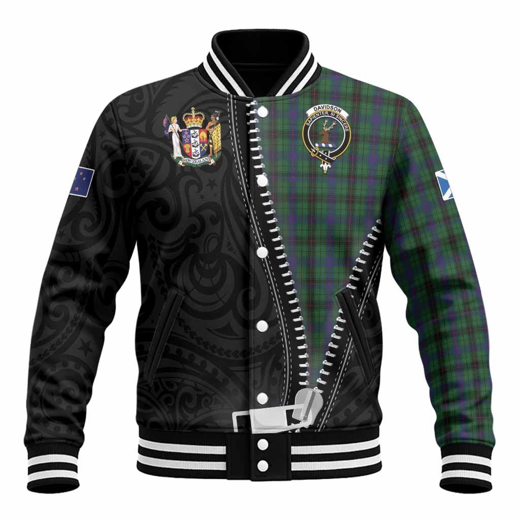 Davidson Tartan Baseball Jacket New Zealand Pattern Unique Zipper Stylized
