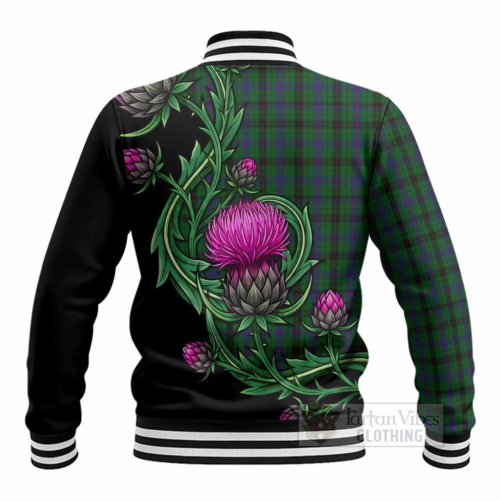 Davidson Tartan Baseball Jacket Resilient Scottish Thistle - Tartan Vibes Clothing