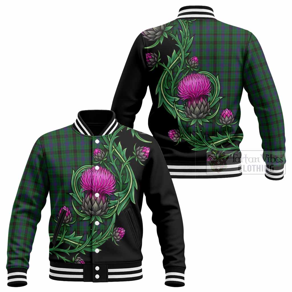 Davidson Tartan Baseball Jacket Resilient Scottish Thistle - Tartan Vibes Clothing