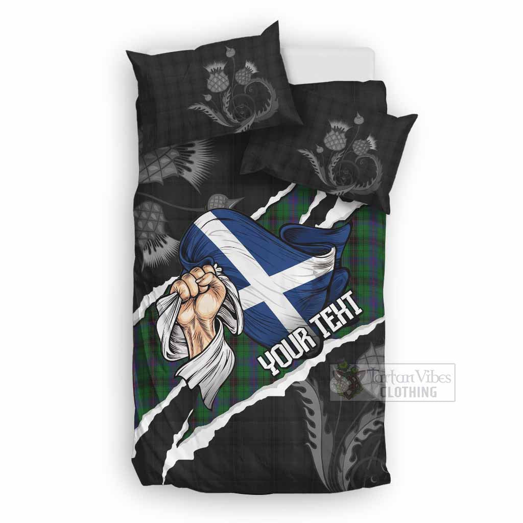 Davidson Tartan Bedding Set Hands with Scotland National Flags UK Bedding Set UK Double 79*79 inch - Tartan Vibes Clothing