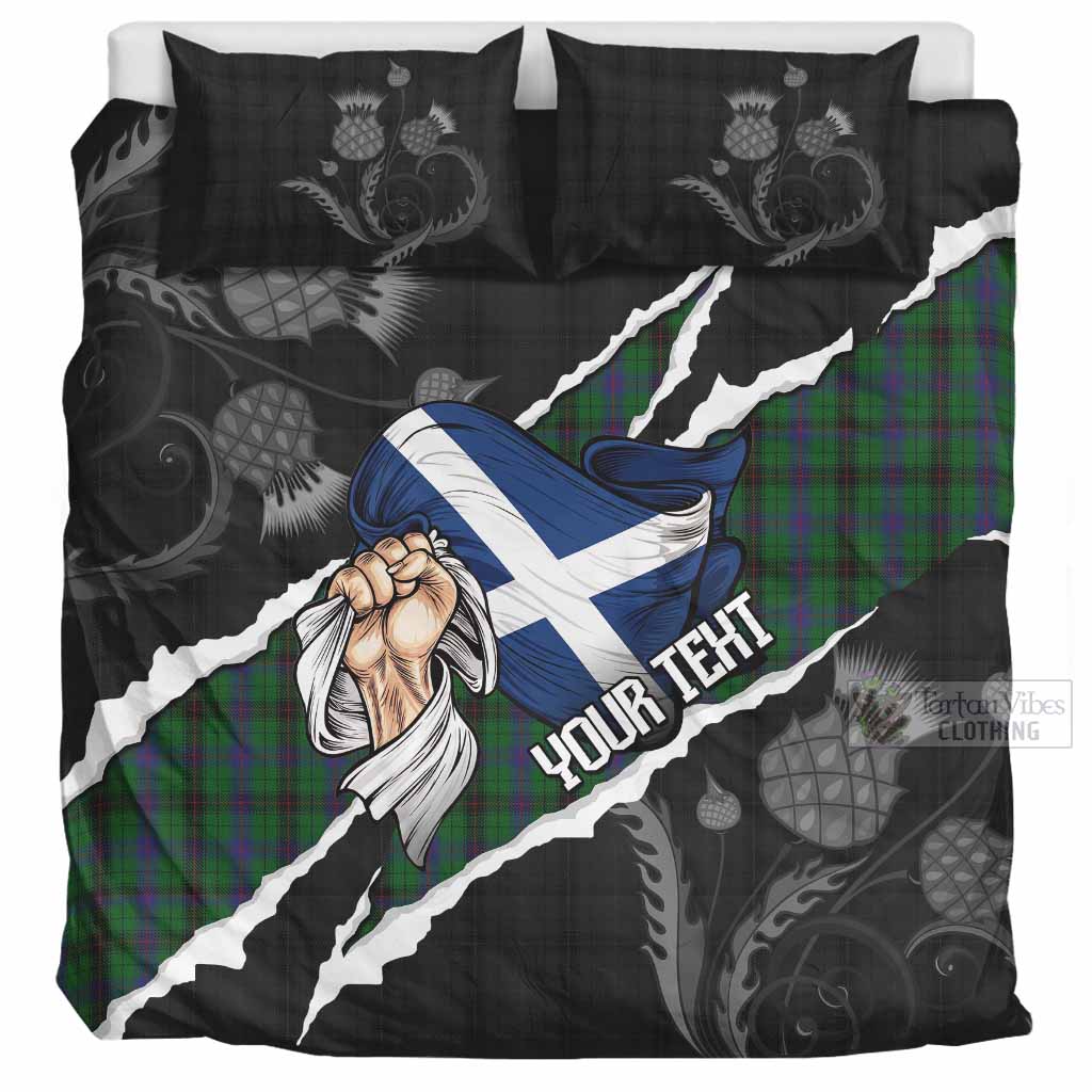 Davidson Tartan Bedding Set Hands with Scotland National Flags UK Bedding Set UK Super King 104*94 inch - Tartan Vibes Clothing
