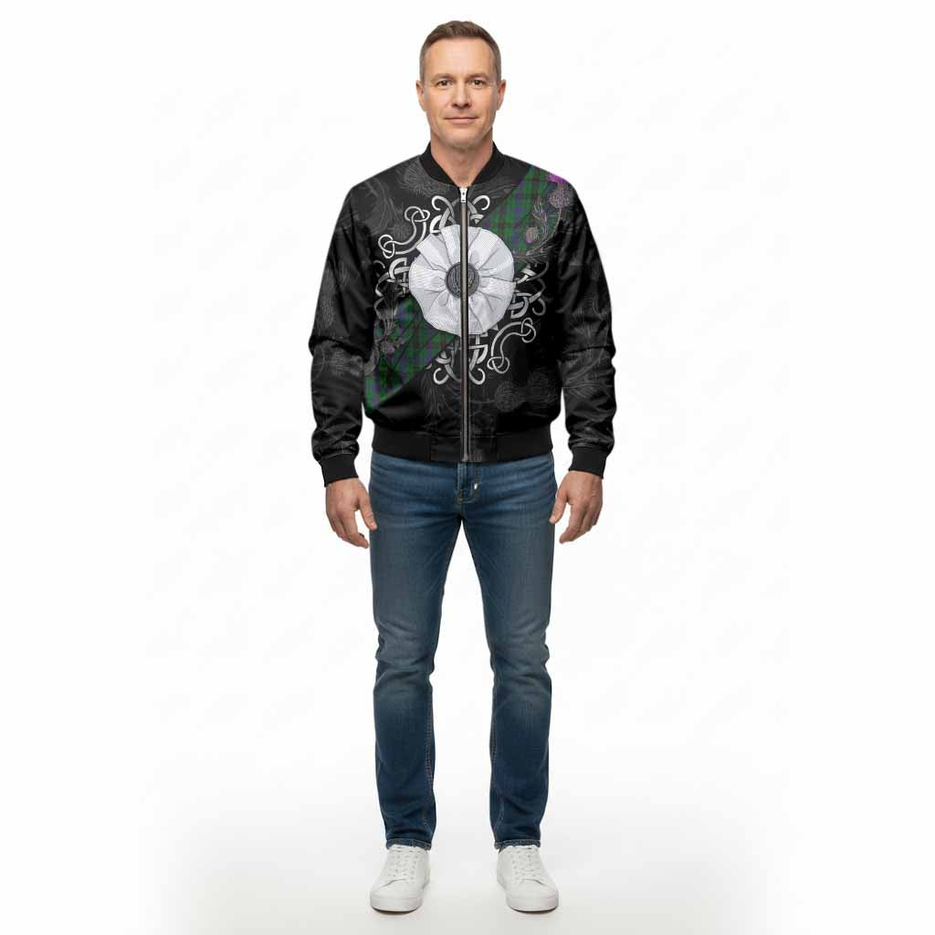 Davidson Tartan Bomber Jacket Jacobite White Rose - Tartan Vibes Clothing