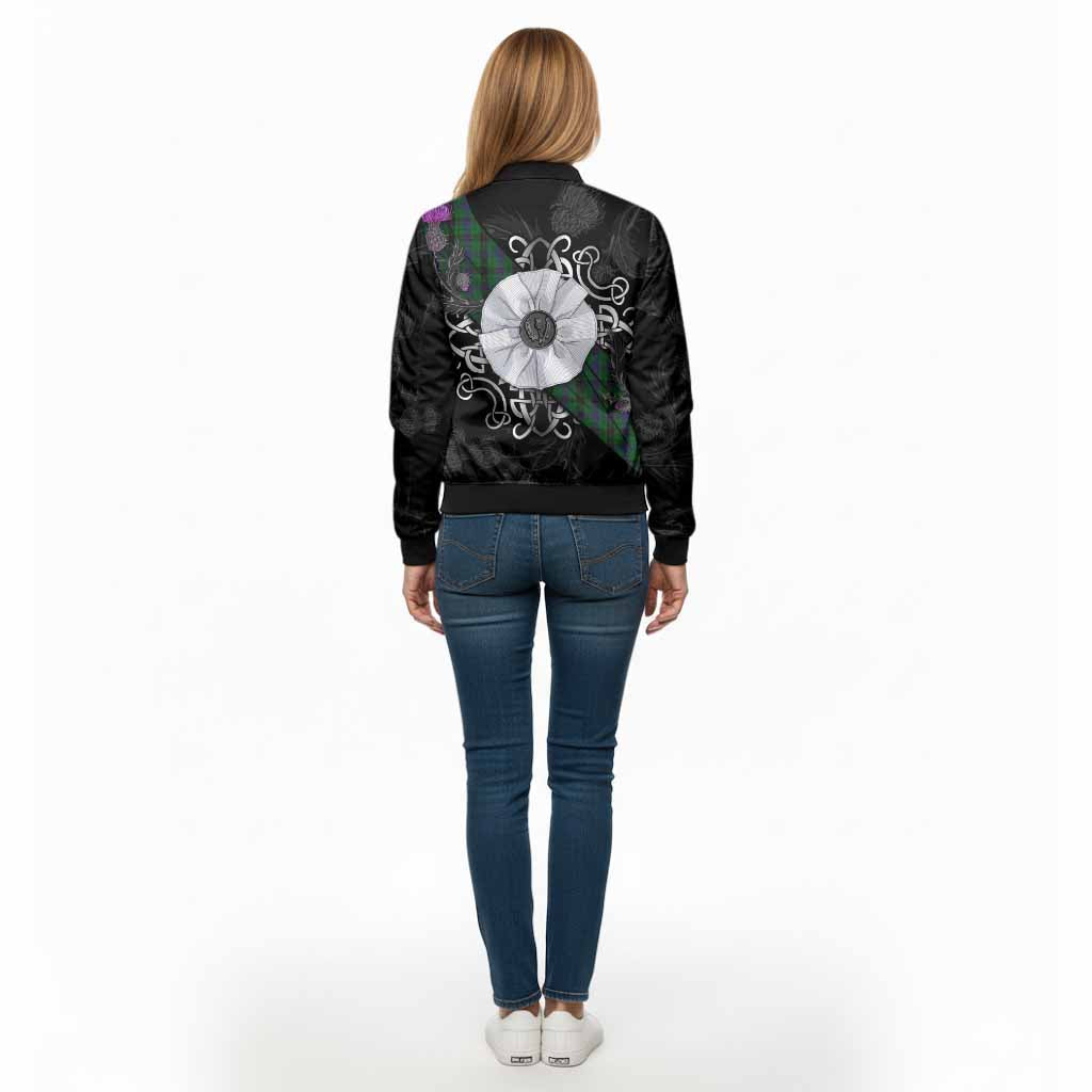 Davidson Tartan Bomber Jacket Jacobite White Rose - Tartan Vibes Clothing