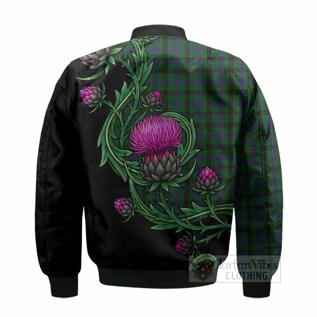 Davidson Tartan Bomber Jacket Resilient Scottish Thistle - Tartan Vibes Clothing