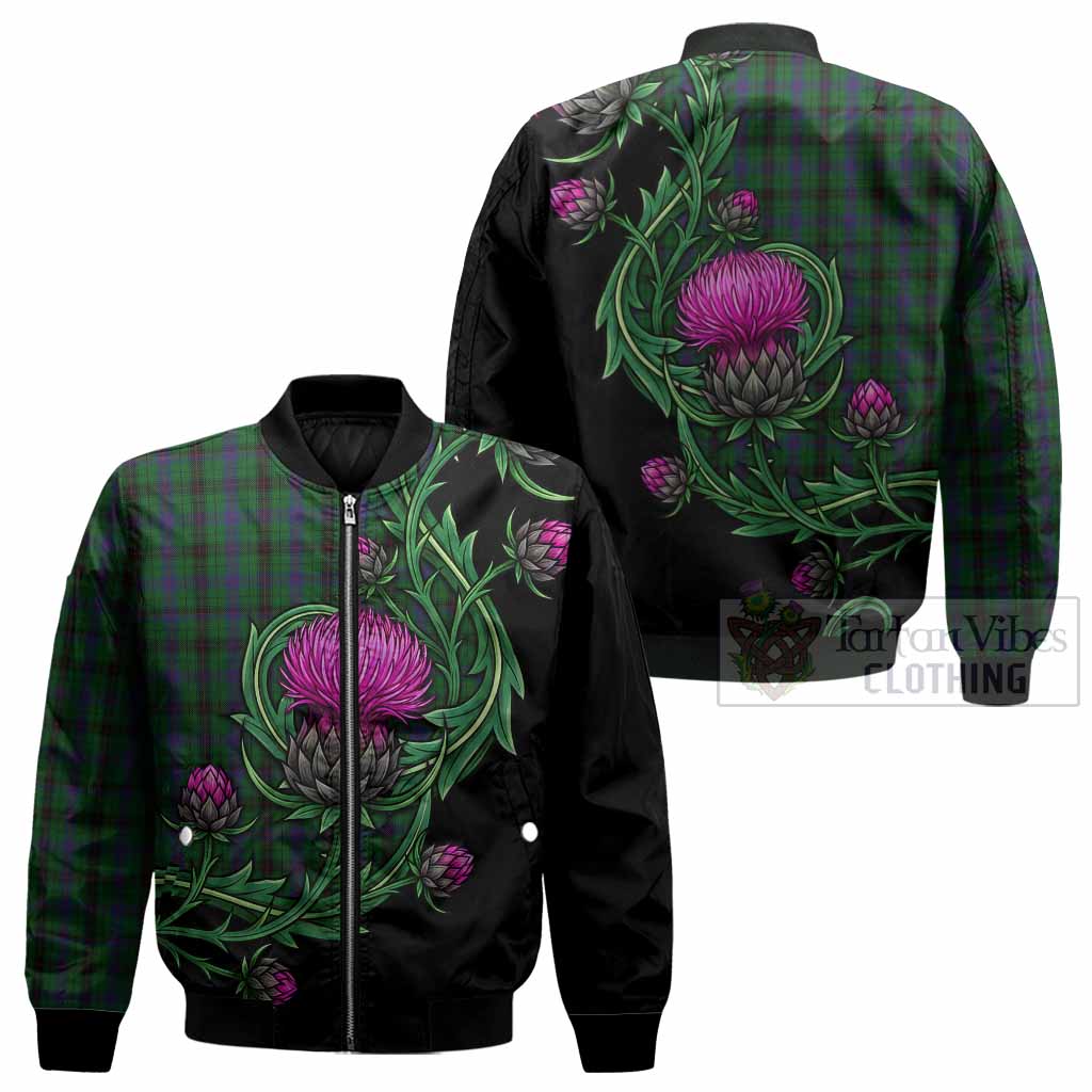 Davidson Tartan Bomber Jacket Resilient Scottish Thistle - Tartan Vibes Clothing
