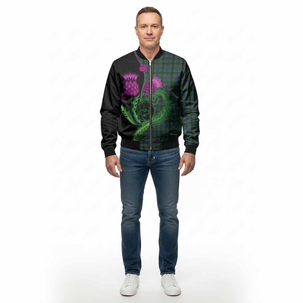 Davidson Tartan Bomber Jacket Traditional Scottish Thistle