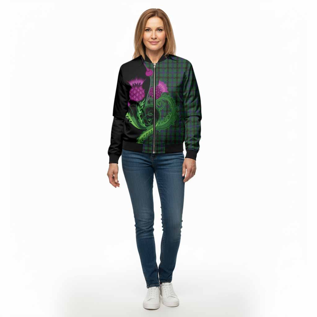 Davidson Tartan Bomber Jacket Traditional Scottish Thistle