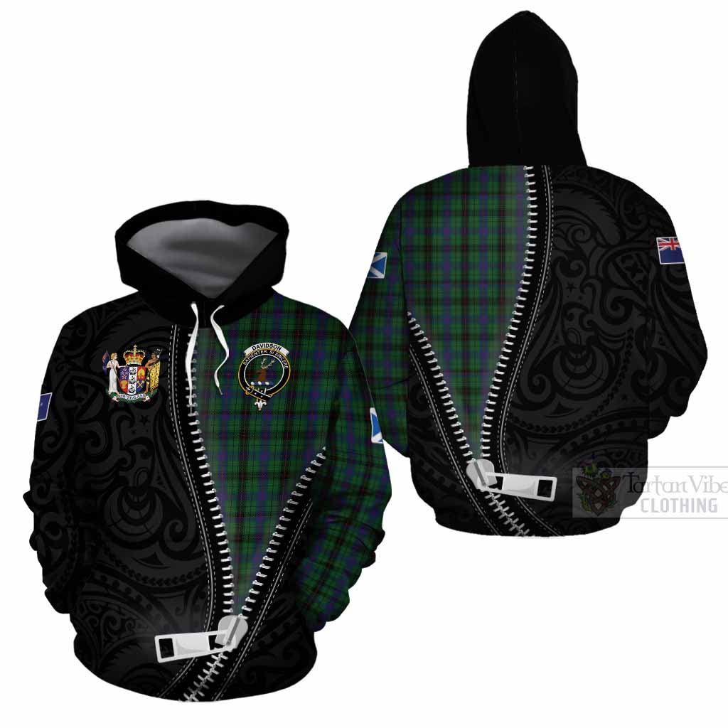 Davidson Tartan Cotton Hoodie New Zealand Pattern Unique Zipper Stylized