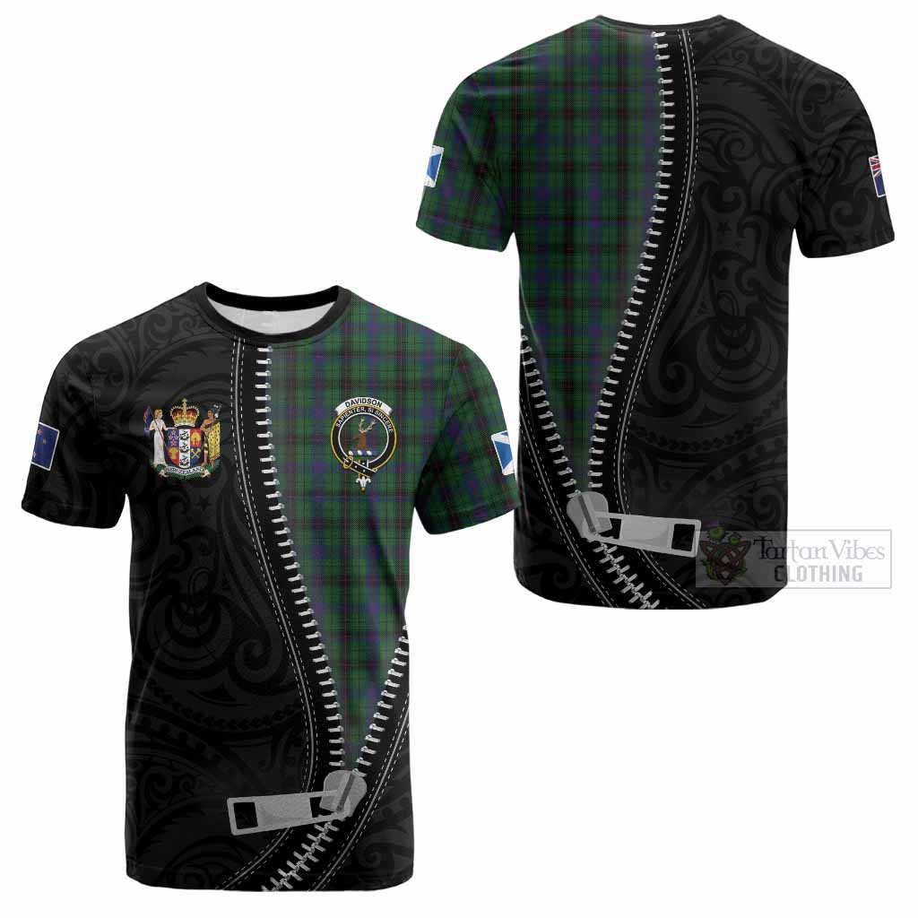 Davidson Tartan Cotton T-shirt New Zealand Pattern Unique Zipper Stylized