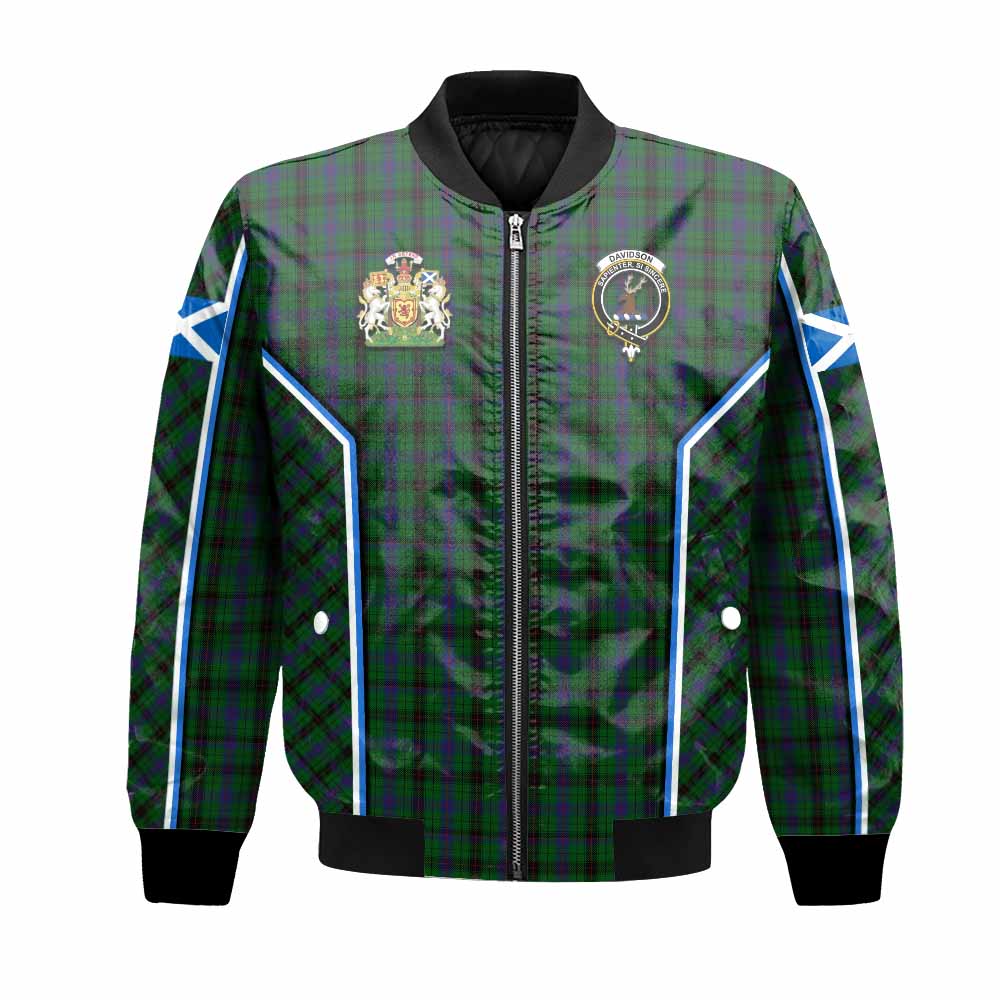 Davidson Tartan Crest Bomber Jacket Scotland Coat of Arm Flag Style - Tartan Vibes Clothing