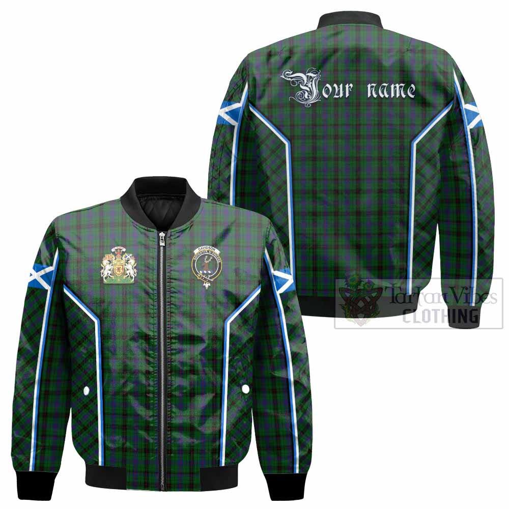 Davidson Tartan Crest Bomber Jacket Scotland Coat of Arm Flag Style - Tartan Vibes Clothing