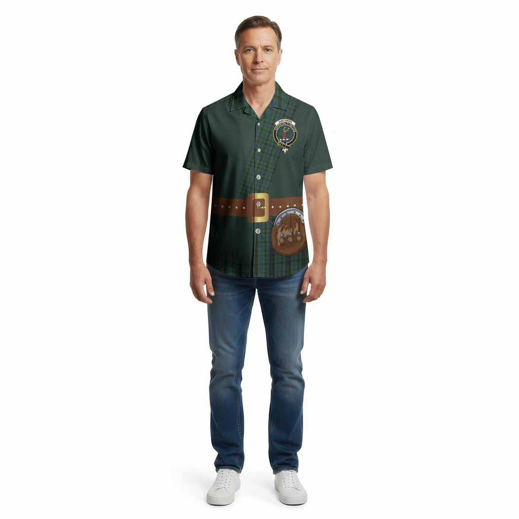 Davidson Tartan Crest Cotton Hawaiian Shirt Kilt Costume Style