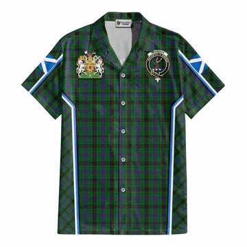 Davidson Tartan Crest Cotton Hawaiian Shirt Scotland Coat of Arm Flag Style