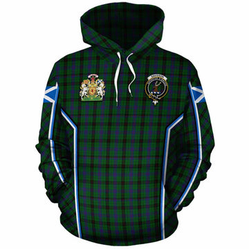 Davidson Tartan Crest Cotton Hoodie Scotland Coat of Arm Flag Style