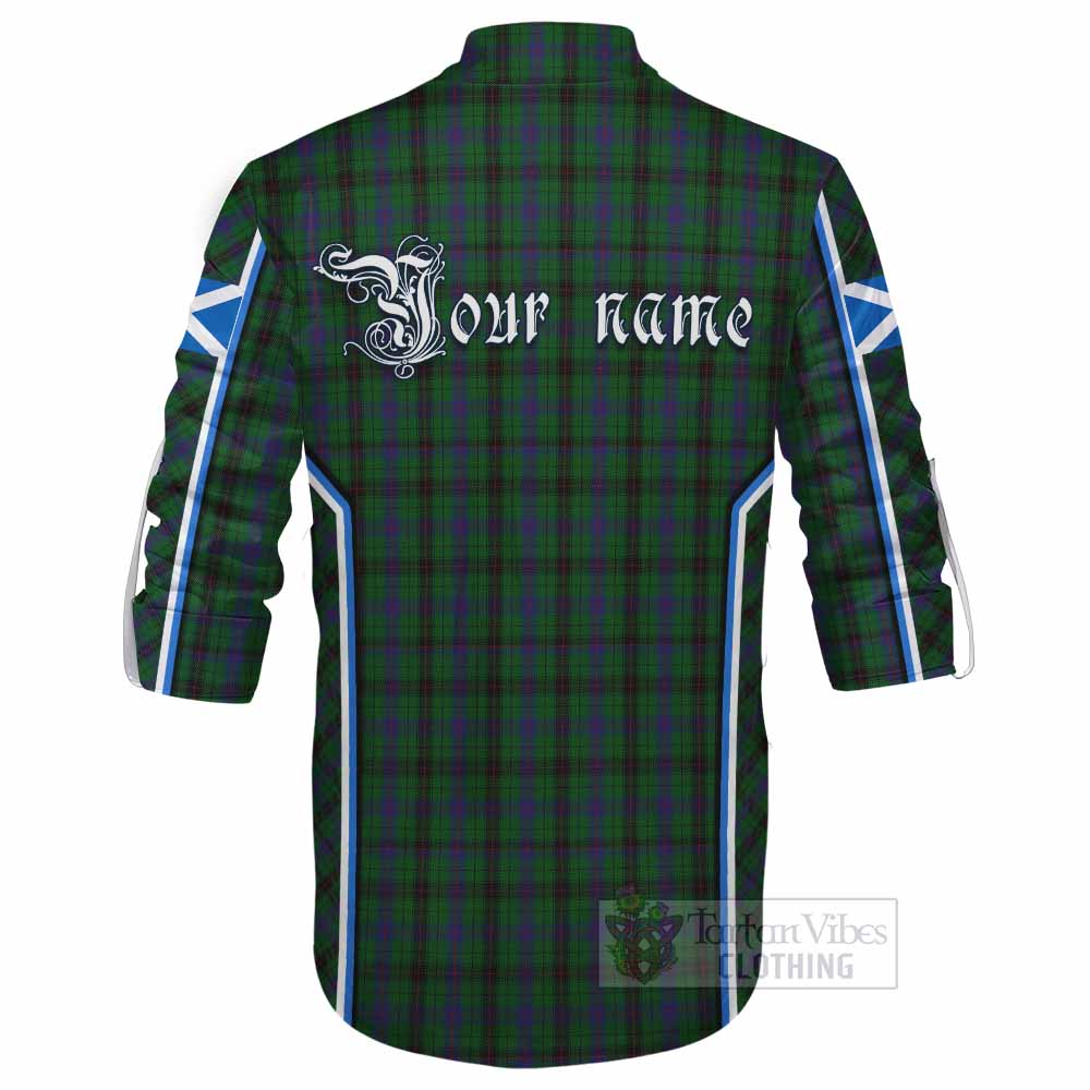 Davidson Tartan Crest Ghillie Kilt Shirt Scotland Coat of Arm Flag Style - Tartan Vibes Clothing