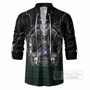 Davidson Tartan Crest Ghillie Shirt Celtic Odin's Raven Legacy