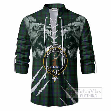 Davidson Tartan Crest Ghillie Shirt Ferocious Lion Style