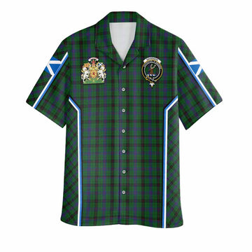 Davidson Tartan Crest Hawaiian Shirt Scotland Coat of Arm Flag Style