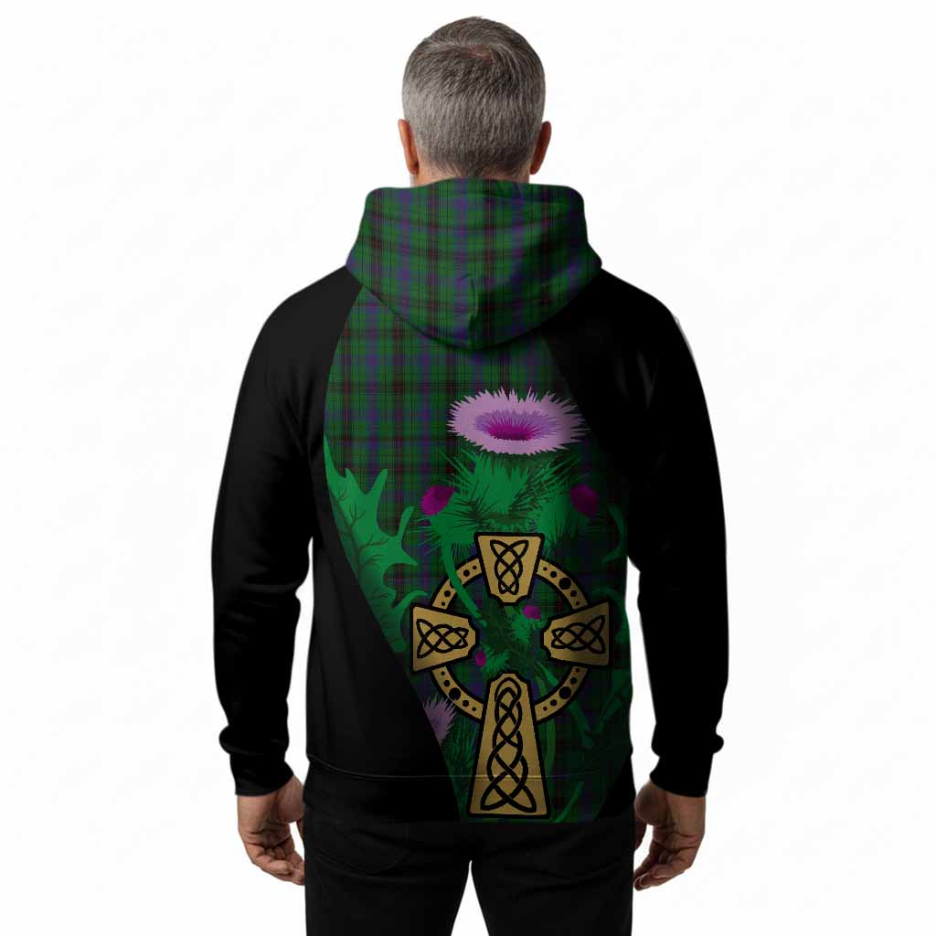 Davidson Tartan Crest Hoodie Celtic Cross Thistle Flowers