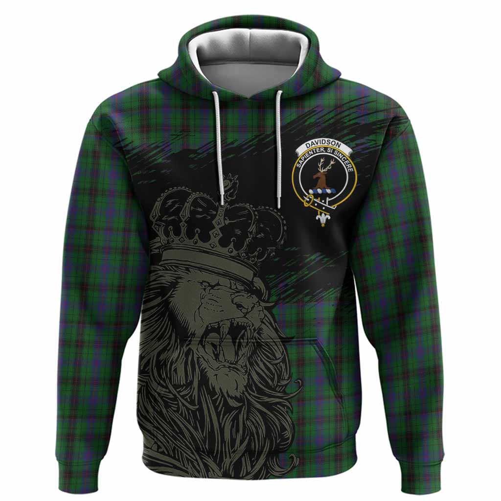 Davidson Tartan Crest Hoodie Crowned Lion Heritage Style