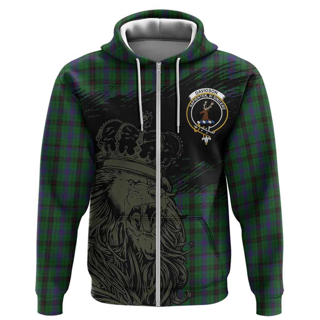 Davidson Tartan Crest Hoodie Crowned Lion Heritage Style