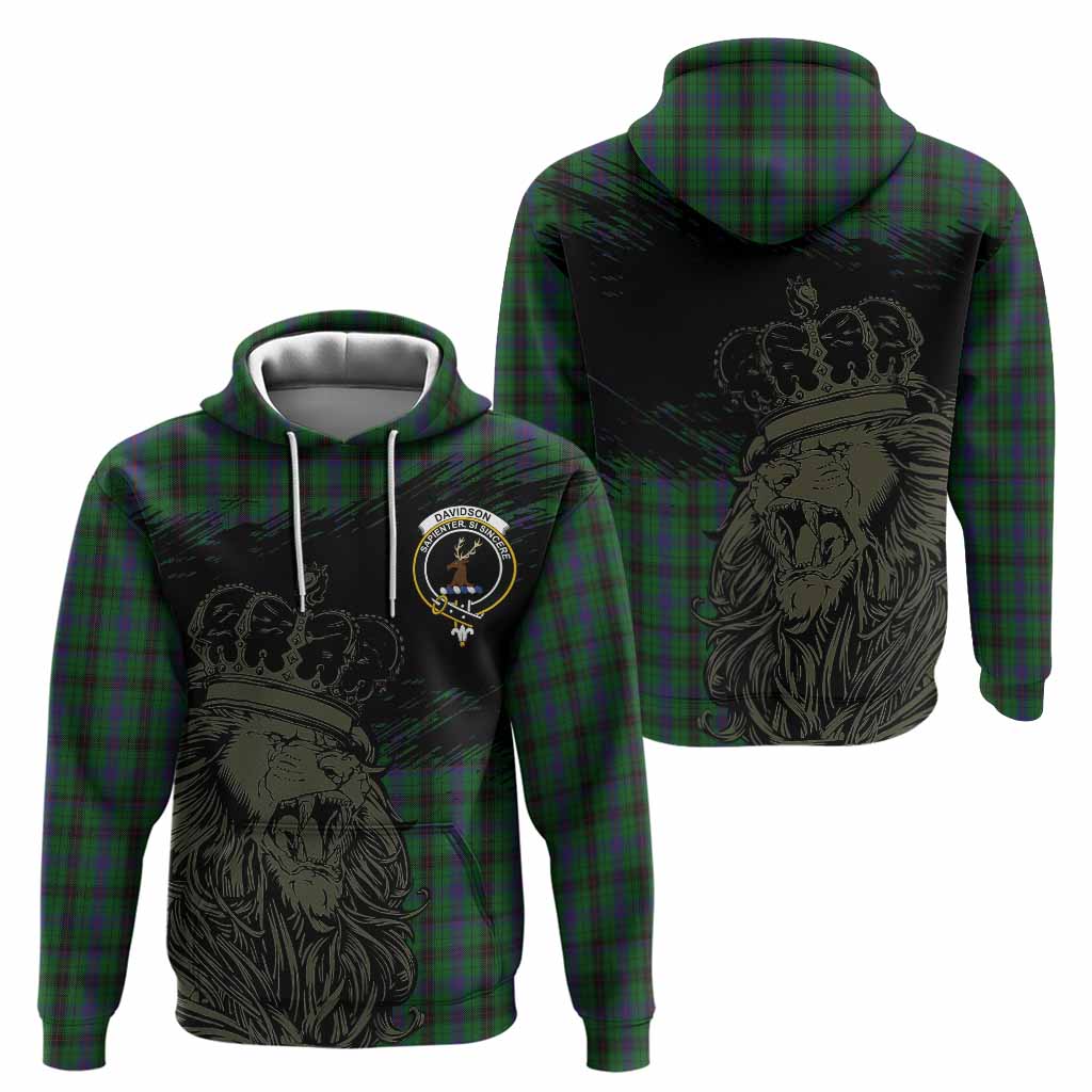 Davidson Tartan Crest Hoodie Crowned Lion Heritage Style