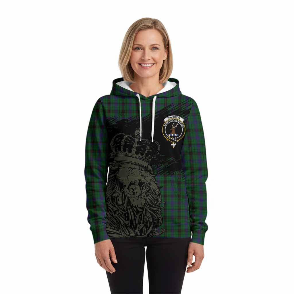 Davidson Tartan Crest Hoodie Crowned Lion Heritage Style