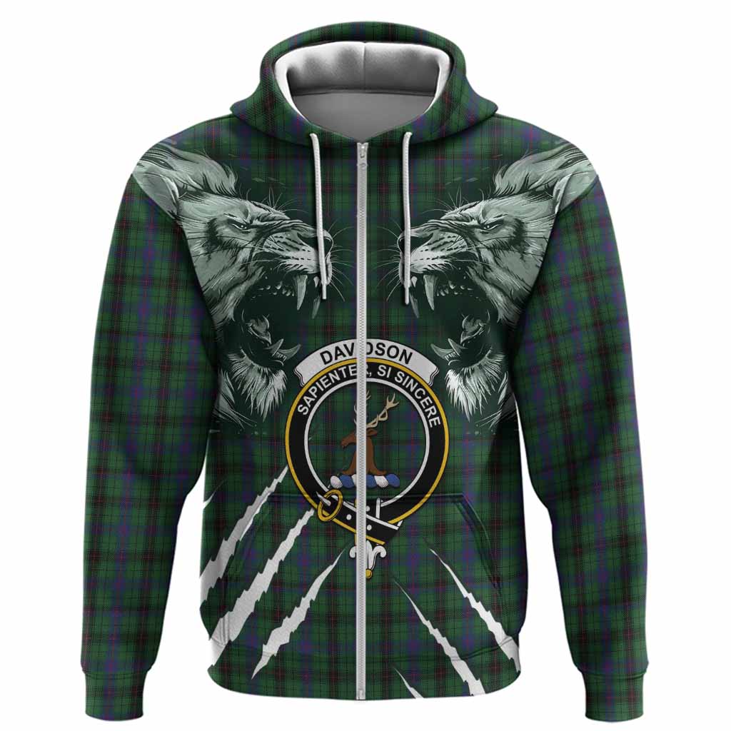 Davidson Tartan Crest Hoodie Ferocious Lion Style
