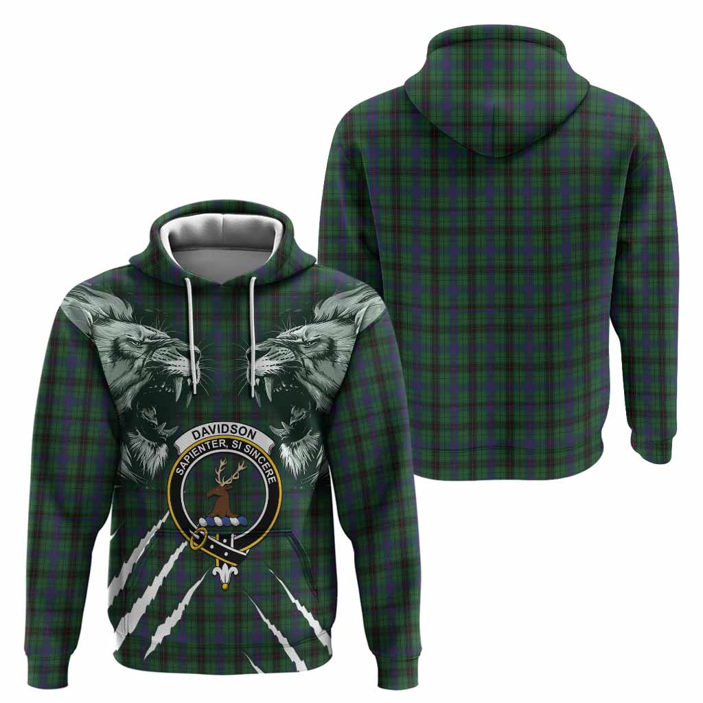 Davidson Tartan Crest Hoodie Ferocious Lion Style